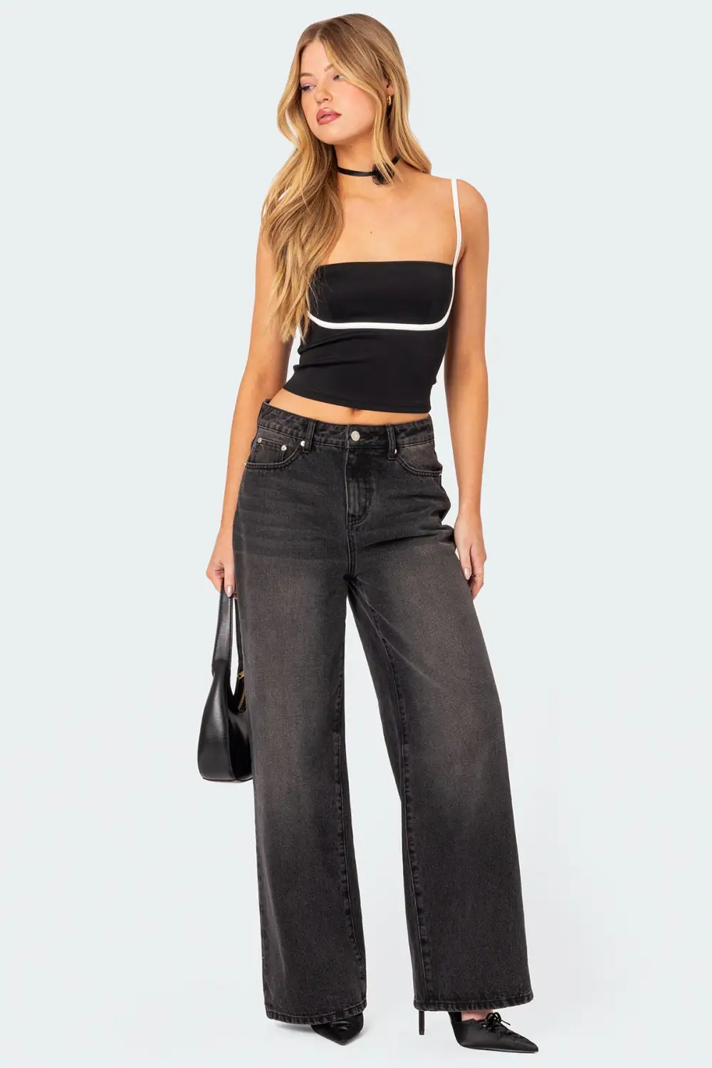 Yang Contrast Strap Tank Top