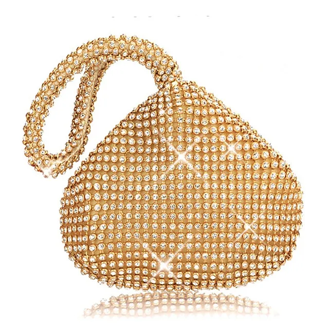 Women's Clutch Evening Bag for Evening Bridal Wedding Party with Rhinestone Solid Color in Silver Black Gold