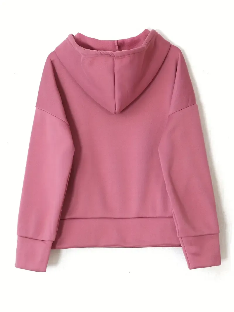 2PCS Oversized Athleisure Set: Solid Hooded Pocket Drawstring Sweatshirts & Sweatpants Sets for Women, Plus Size Comfortable Clothing