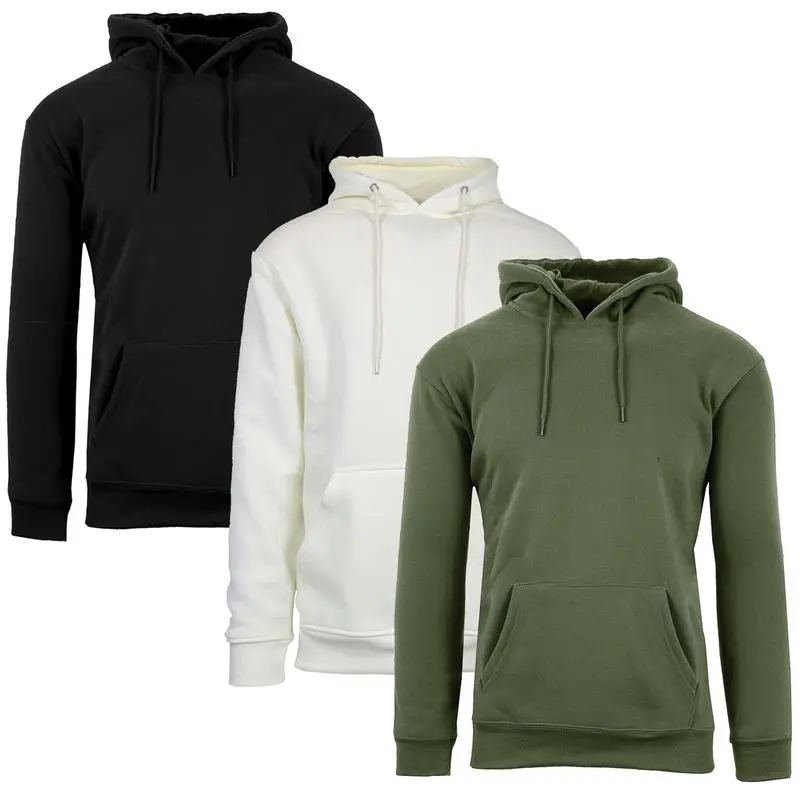 Men's 3 Pack Heavyweight Fleece Lined Zip & Pullover Hoodies Menswear Plain