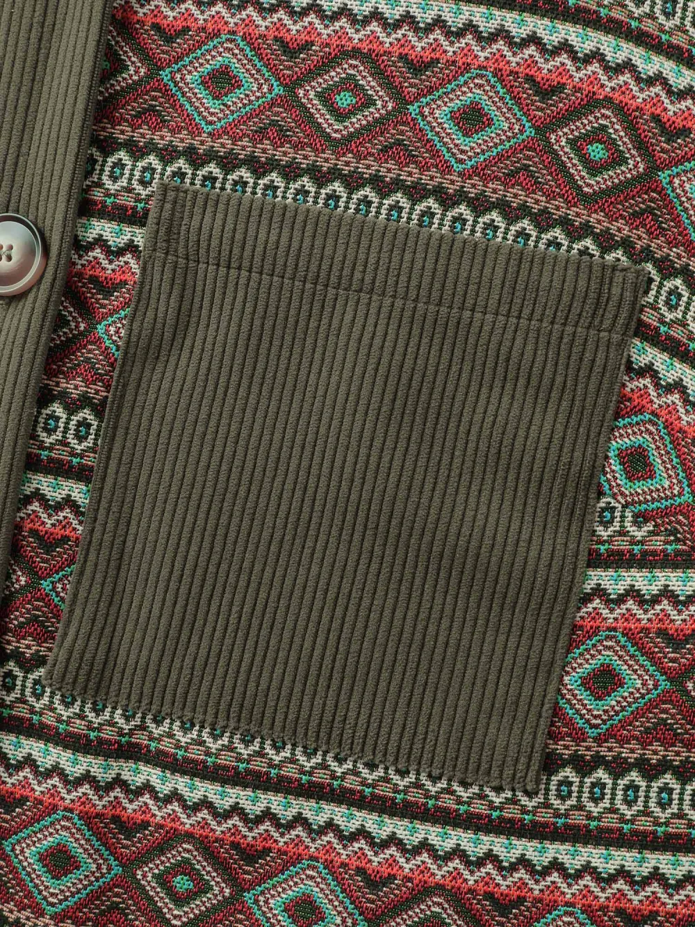 Corduroy Spliced Yarn-Dyed Contrast Jacket