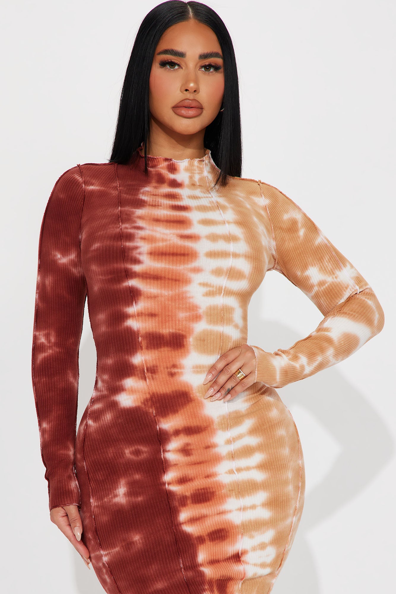 Rene Tie Dye Midi Dress - Chocolate/Combo