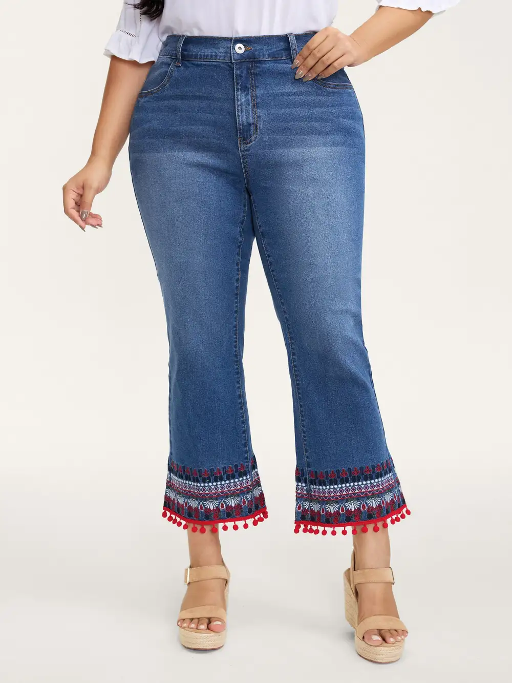 Stretch Christmas Color Contrast Bootcut Jeans
