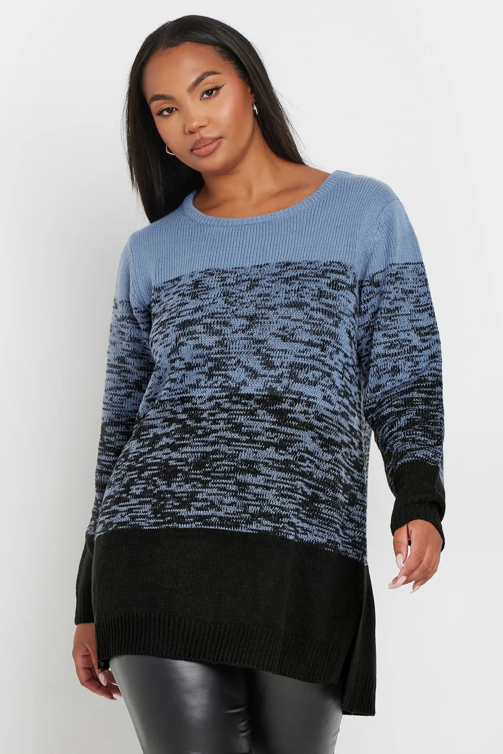 YOURS Curve Pink Colourblock Stripe Knitted Jumper