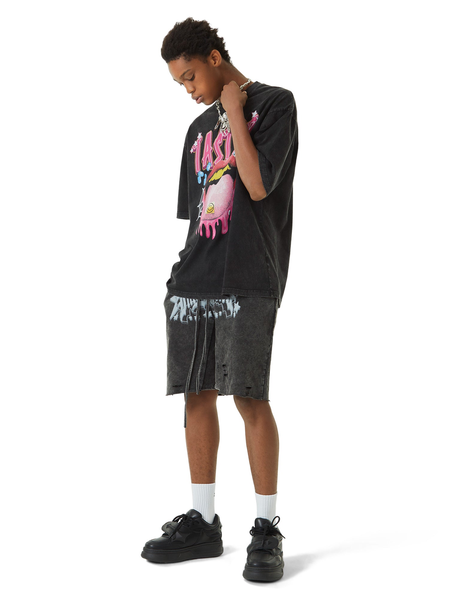 Creative Fun Big Tongue Print T-shirt - 2086