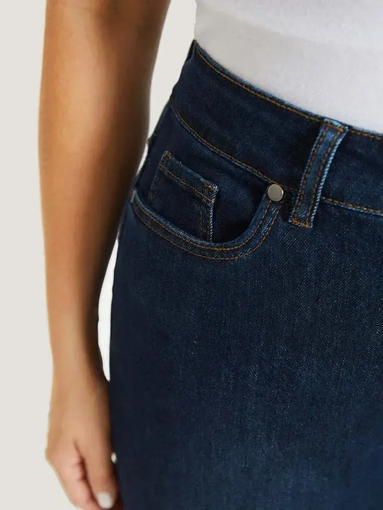 5 Packs-Very Stretchy High Rise Dark Wash Cropped Jeans