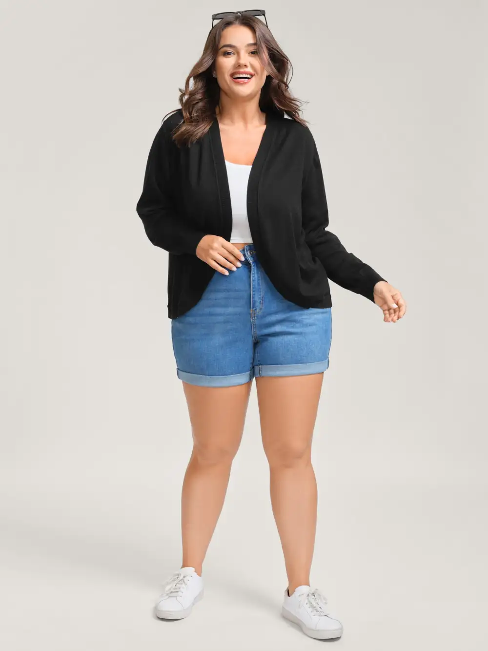 Supersoft Arc Swing Front-Open Lightweight Cardigan