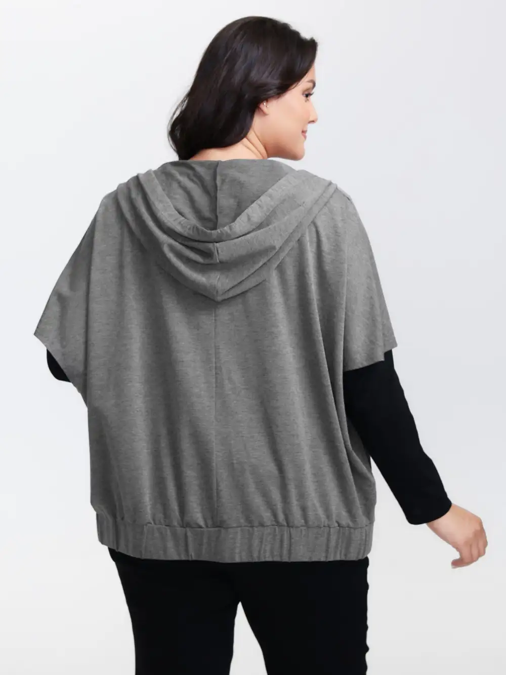 Supersoft Cloak Style Zipper Hooded Jacket