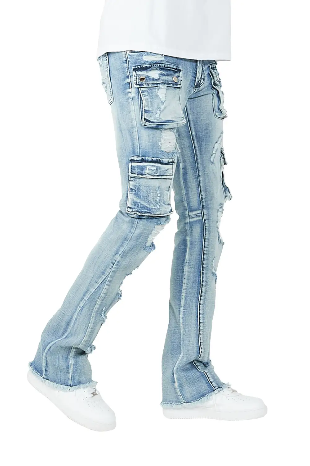 Zaid Blue Stacked Flare Jean