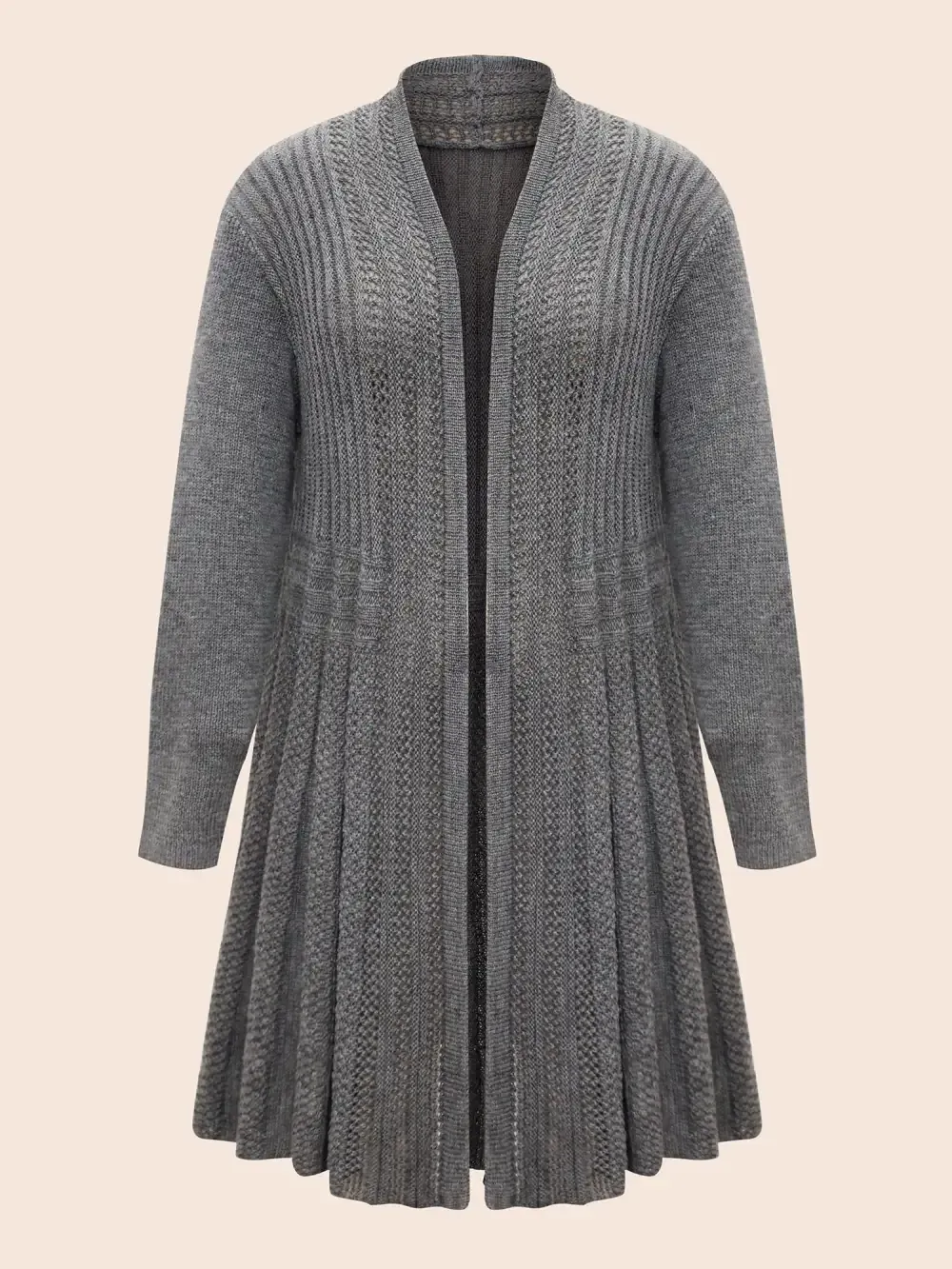 Plain Textured Kimono Collar Cardigan