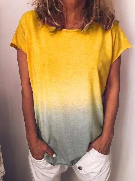 Round Neck Solid Color Tops