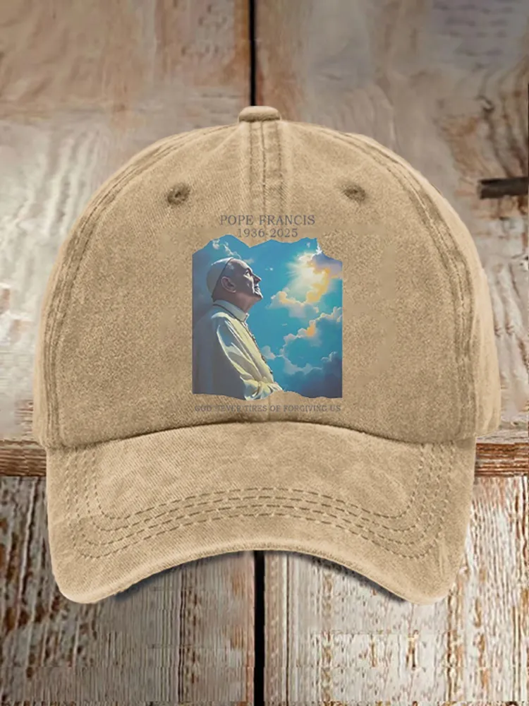 Men And Women's God Never Tires Of Forgiving Us Washed Baseball Cap