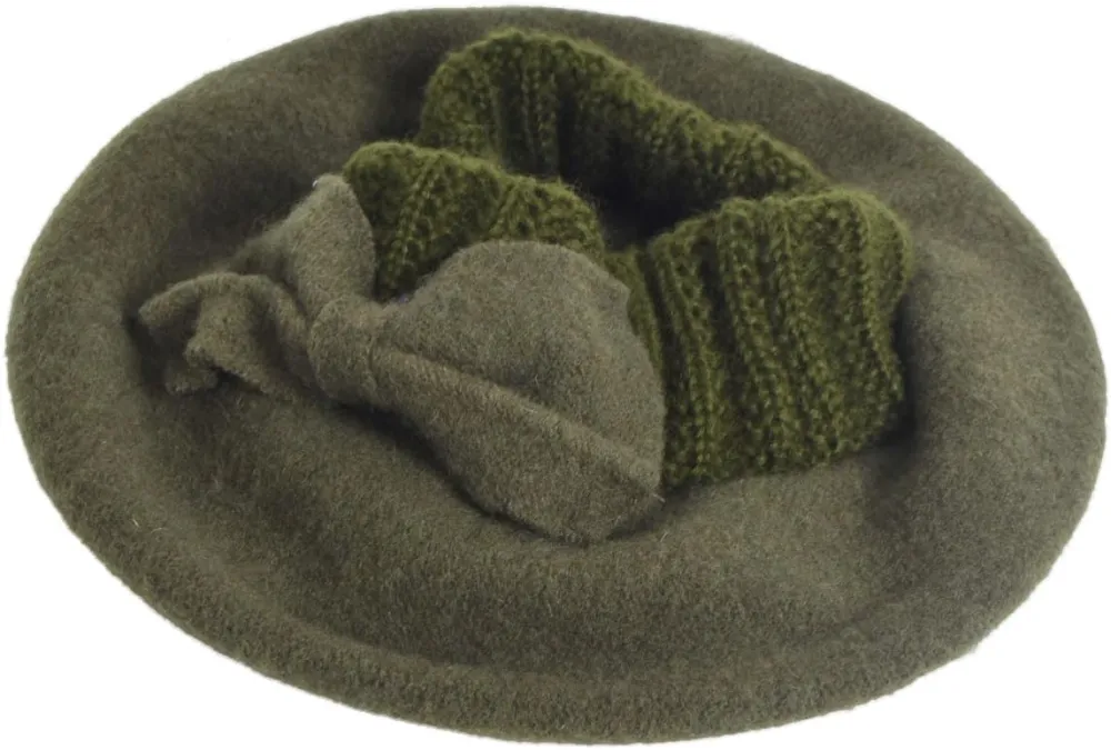 Lady French Beret 100% Wool Beret Floral Dress Beanie Winter Hat