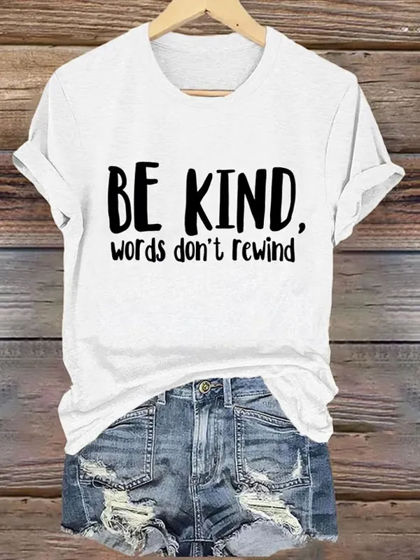 Women'S T-Shirt Retro Bullying Prevention Awareness Unity Day Be Kind Words Don'T Rewind Print T-Shirt