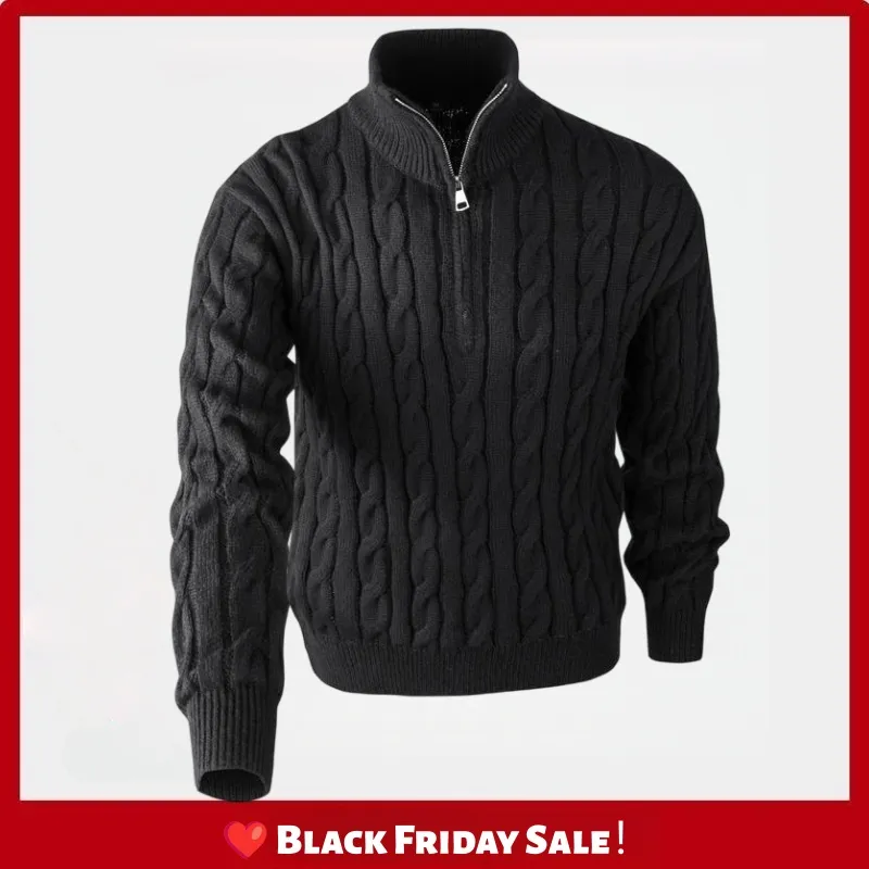 🔥5 PACK ＄29.9🔥Men's solid color Quarter Zipper  Sweater