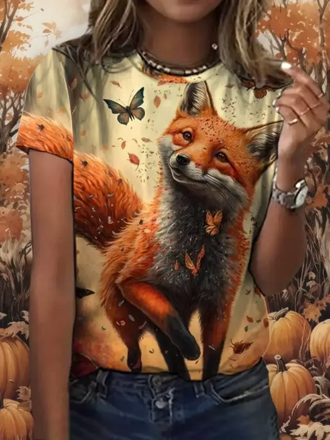 Women'S Casual Autumn Short-Sleeved T-Shirt