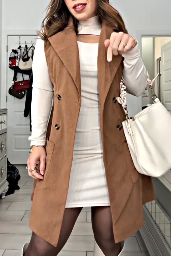 Women's sleeveless corduroy vest jacket