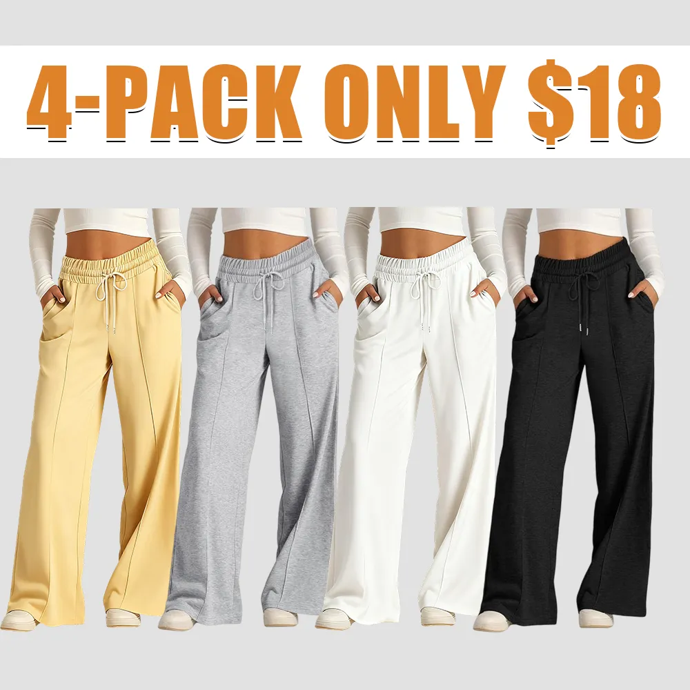 Women's Wide Leg Sweatpants Casual Loose Solid Color Pants Comfy Lounge Joggers Baggy Sweatpants Pockets