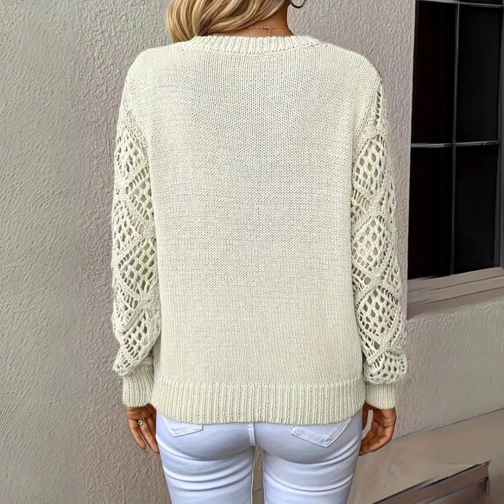 V-Neck Knitted Sleeves Jumper