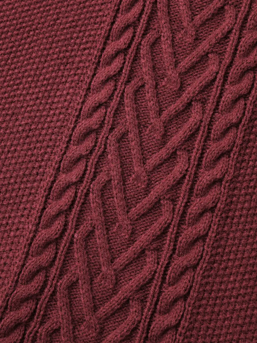 Cable Knit Textured Split Pullover