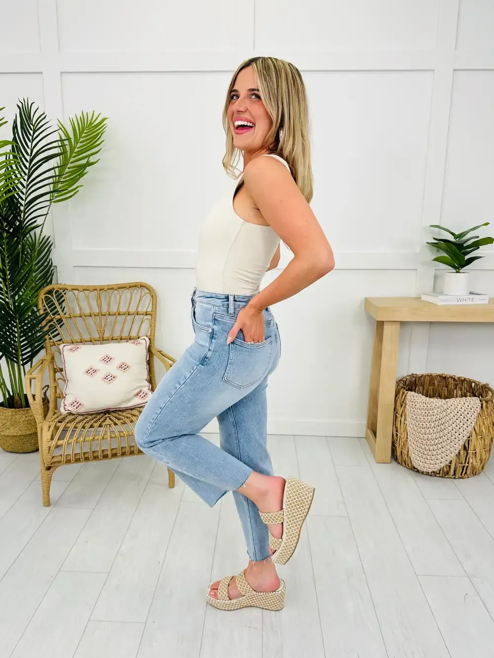Along For The Ride Wide Leg Cropped Jeans With Tummy Control
