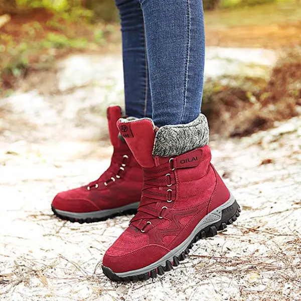 Large Size Women Hook Loop Outdoor Sneakers Mid Calf Warm Suede Boots