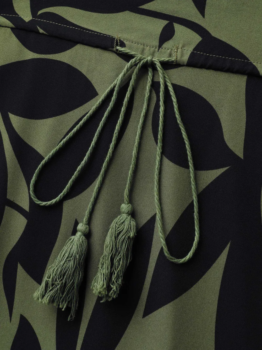 Floral Waist-Cinched Drawstring Maxi Dress