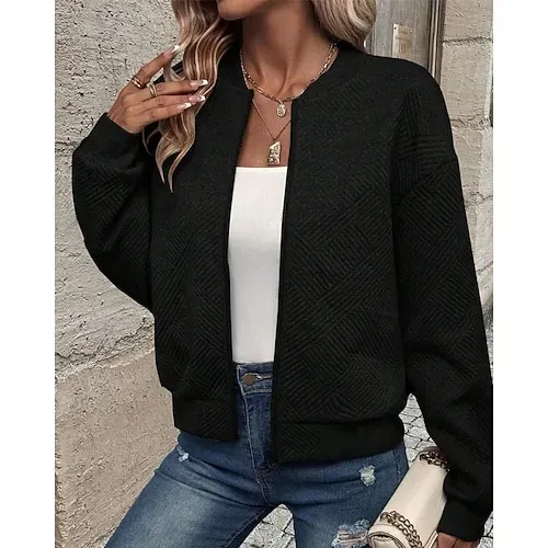 Women's Texture Sweatshirt Waffle Sweatshirt  Pullover Hoodie Sweatshirt Plain Streetwear Casual Long Sleeve Hooded Regular Tops Street Holiday Going out Buttons Black White Pink Wine Fall Winter
