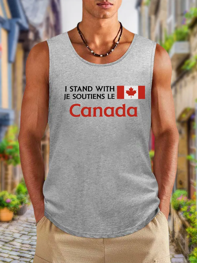 Men'S I Stand With Je Soutiens Le Canada Round Neck Cotton Vest