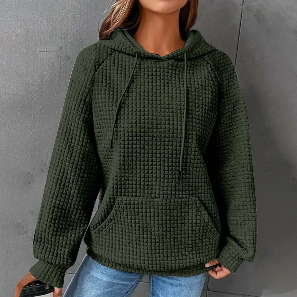 Sweaters for Womens Clearance,Women's Solid Raglan Sweater Hooded Sweater Long Sleeve Top Sweater Deals for Winter 2024 on Sale