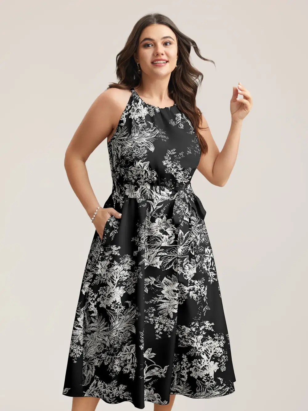 Spring Time Florals Sleeveless Midi Dress