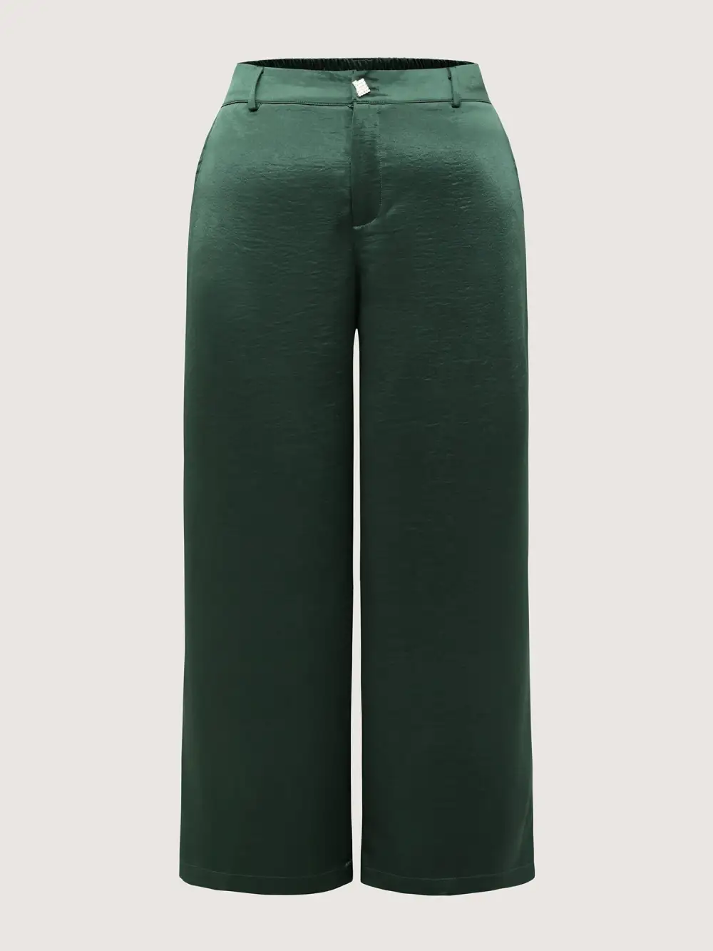 Satin Button Detail Straight-Leg Pants