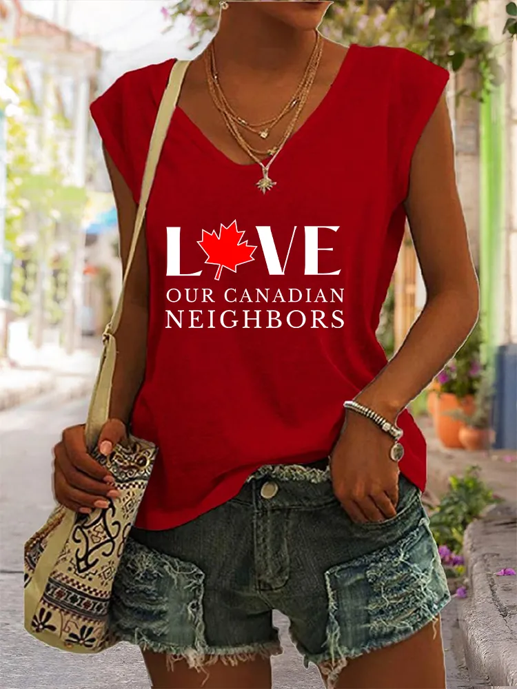 Women's Love Our Canadian Neighbors V-neck Vest