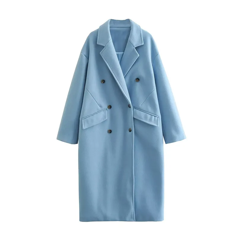 Elegant Solid Double Breasted Lapel Coat