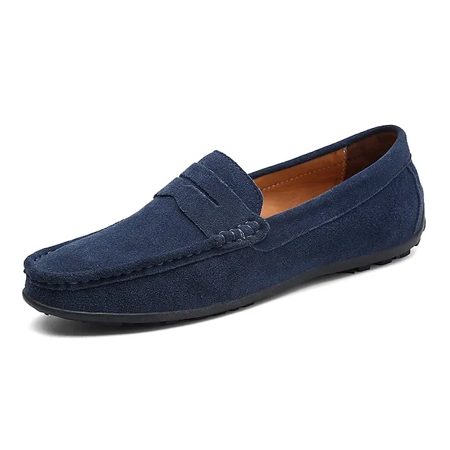 Men's Loafers & Slip-Ons Suede Shoes Comfort Shoes Driving Loafers Casual Outdoor Daily Suede Black Navy Blue Khaki Spring Summer
