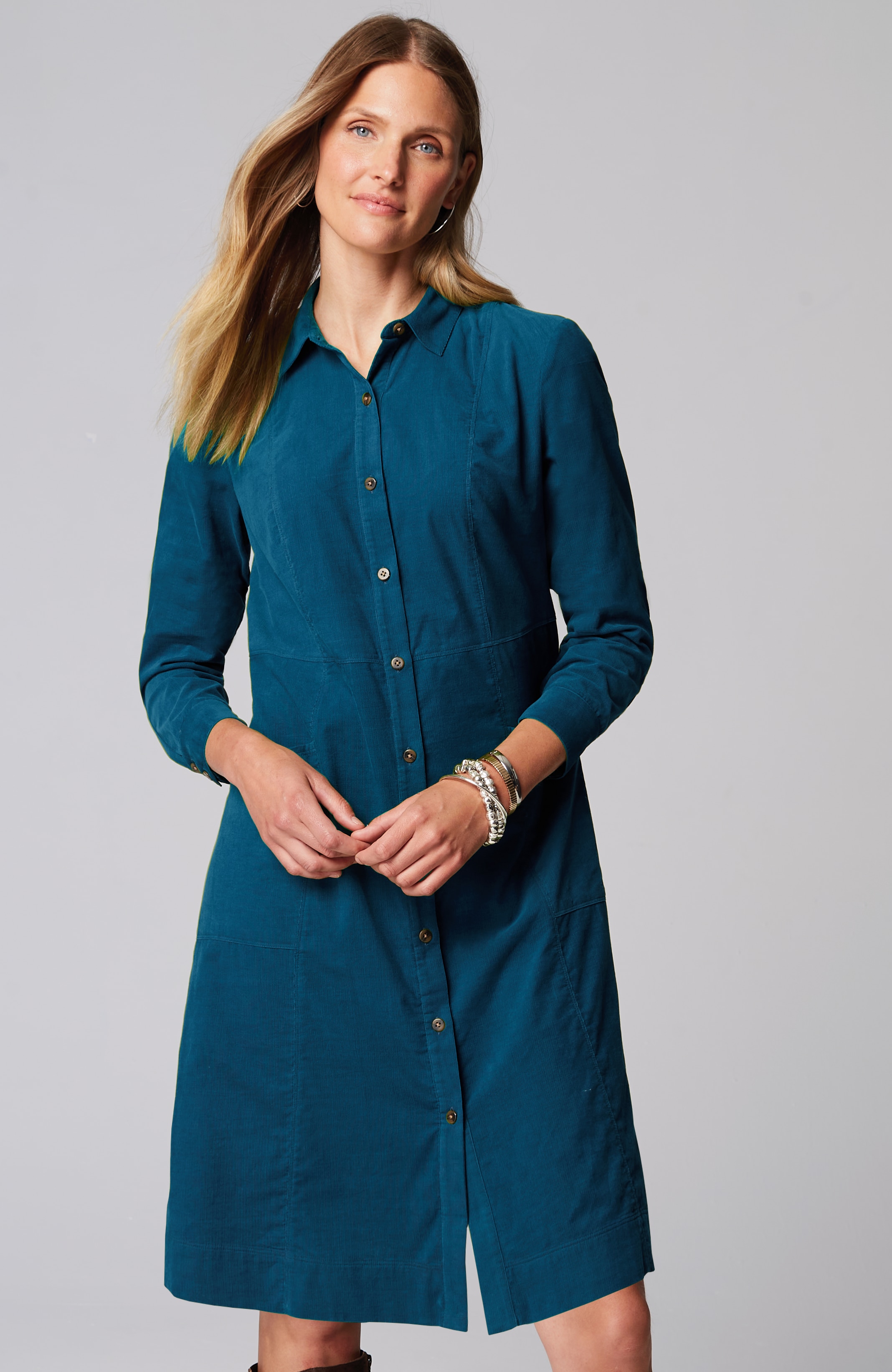 Soft Cord Shirtdress