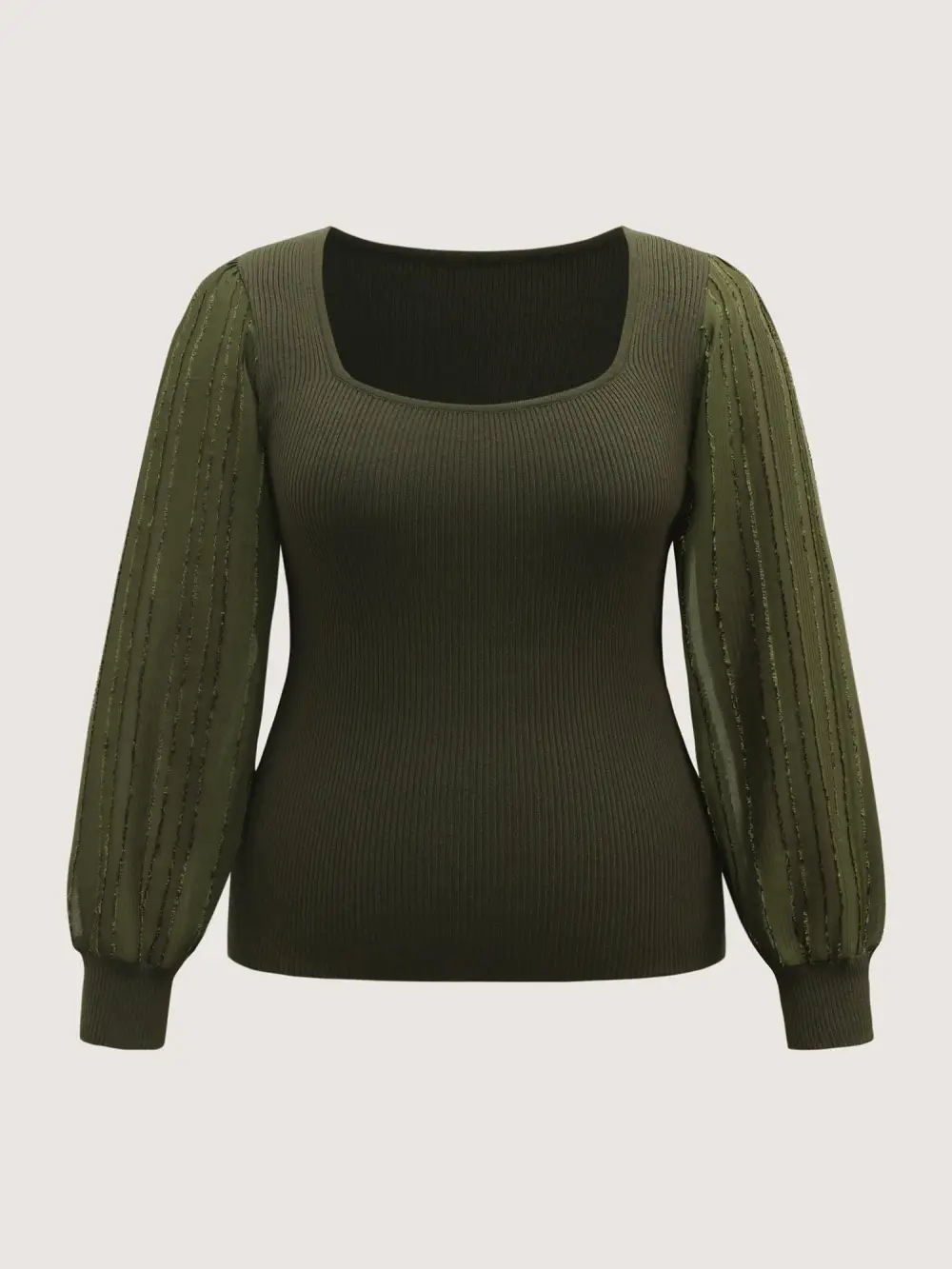 Bodycon Fit Textured Square Neck Pullover