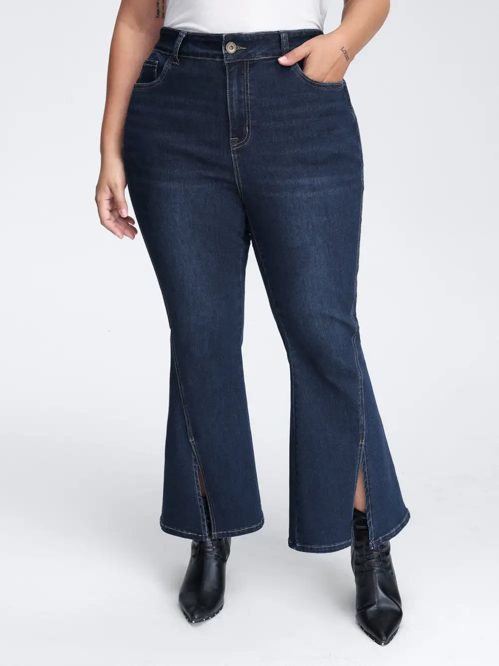 Slit Flared Hem Bootcut Jeans