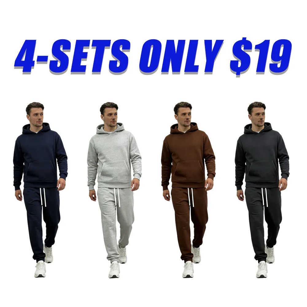 Men's Solid Color Two-Piece Tracksuit Set