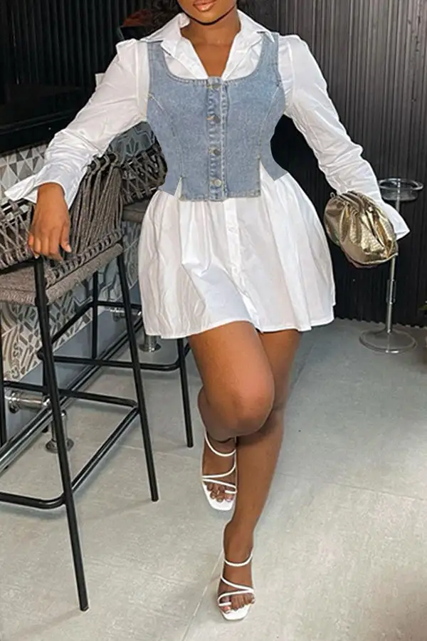 Preppy Denim Dress Set