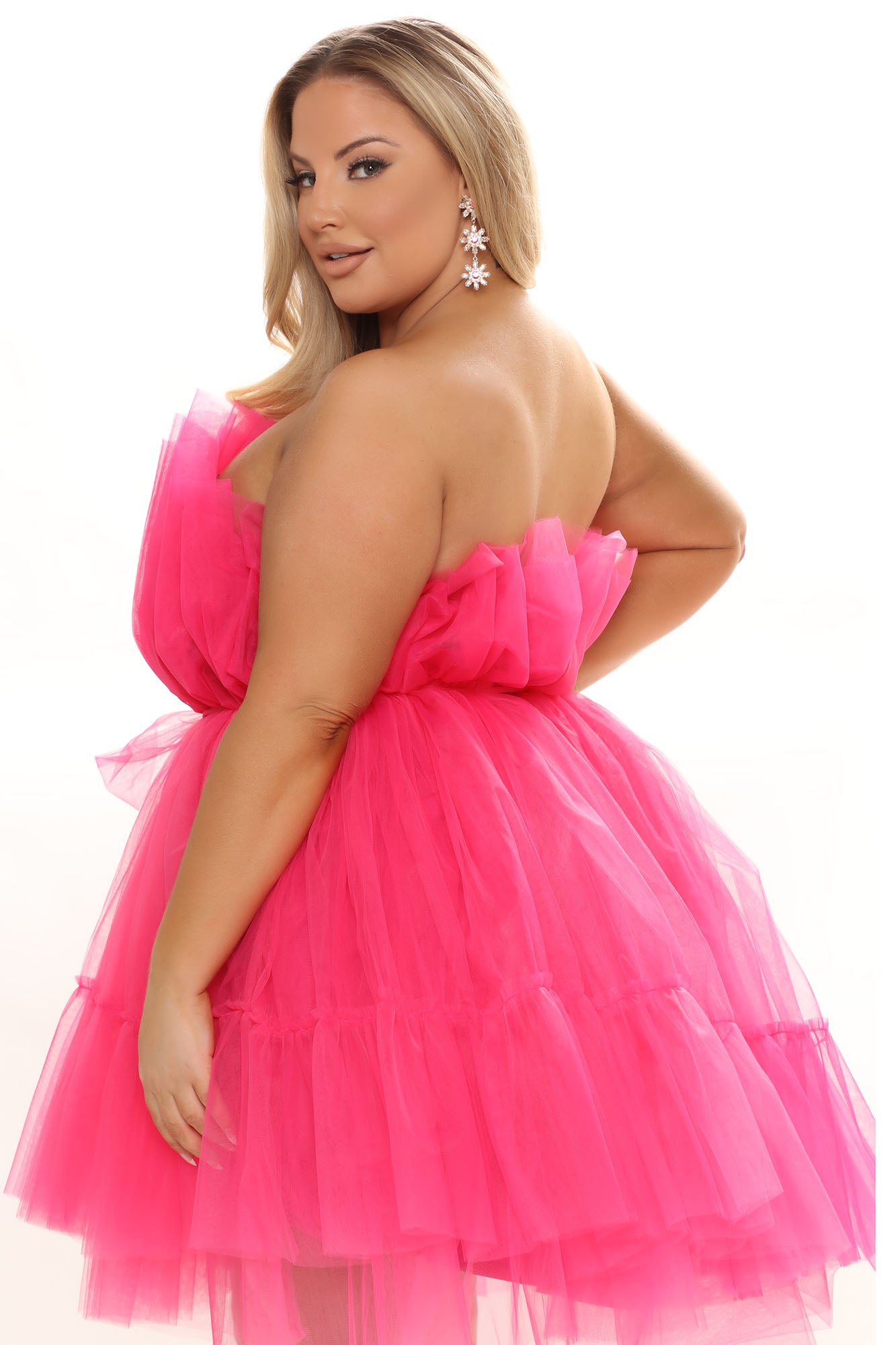 Exclusive Tulle Mini Dress - Hot Pink