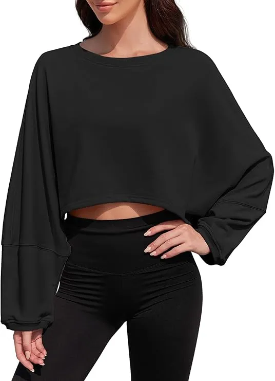 Womens Long Ballon Sleeve Sweatshirts Tops