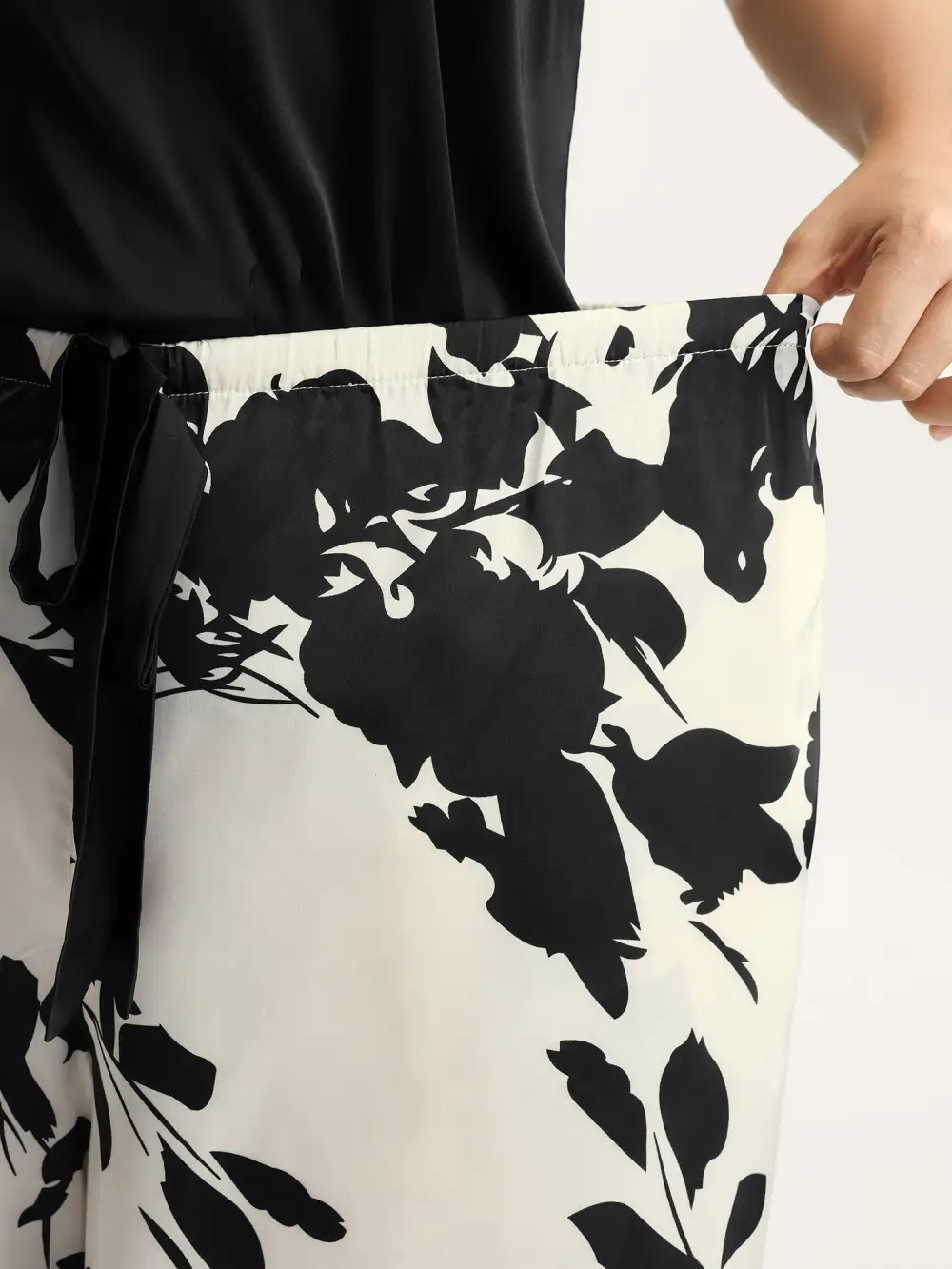 Color Contrast Floral Loungewear Set