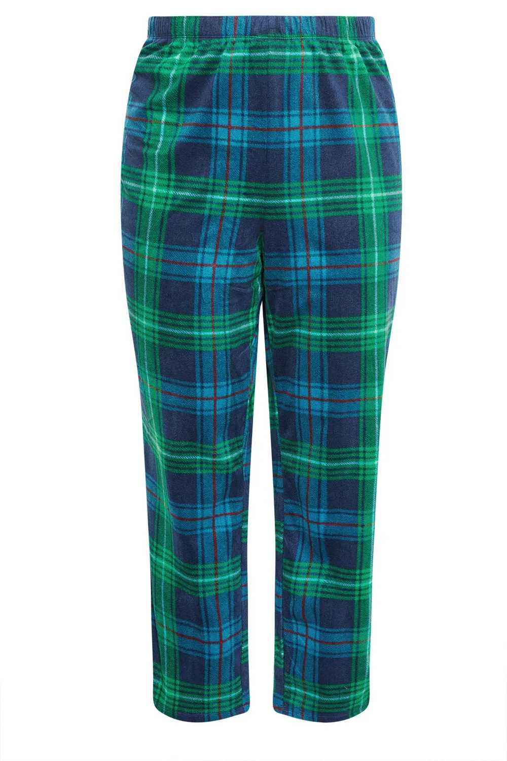 YOURS Curve Blue & Green Tartan Print Pyjama Bottoms