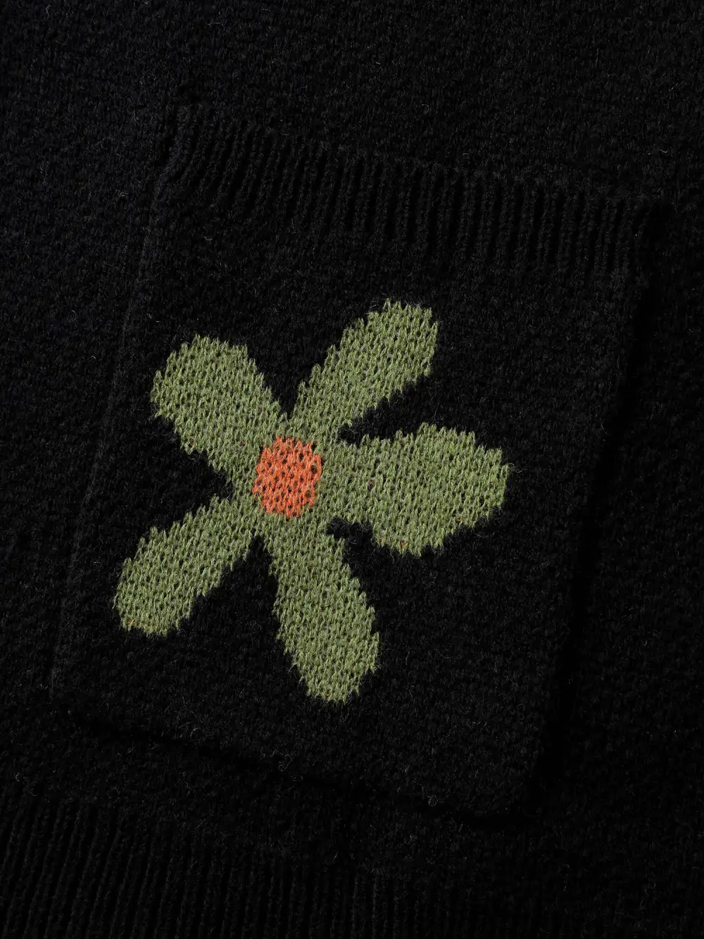 Floral Pattern Button-Down Knit Cardigan