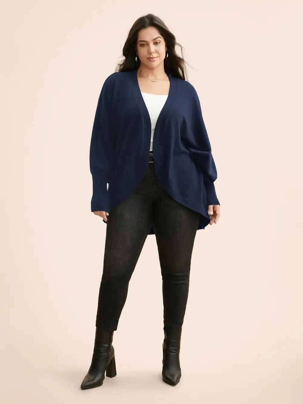 Supersoft Curved Hem Open Cardigan