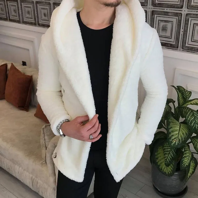 Men's Hooded Plush Coat Short Coat