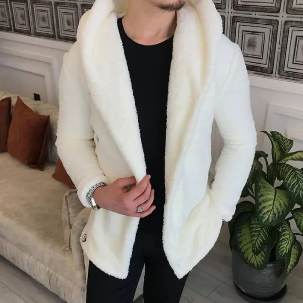Men's Hooded Plush Coat Short Coat