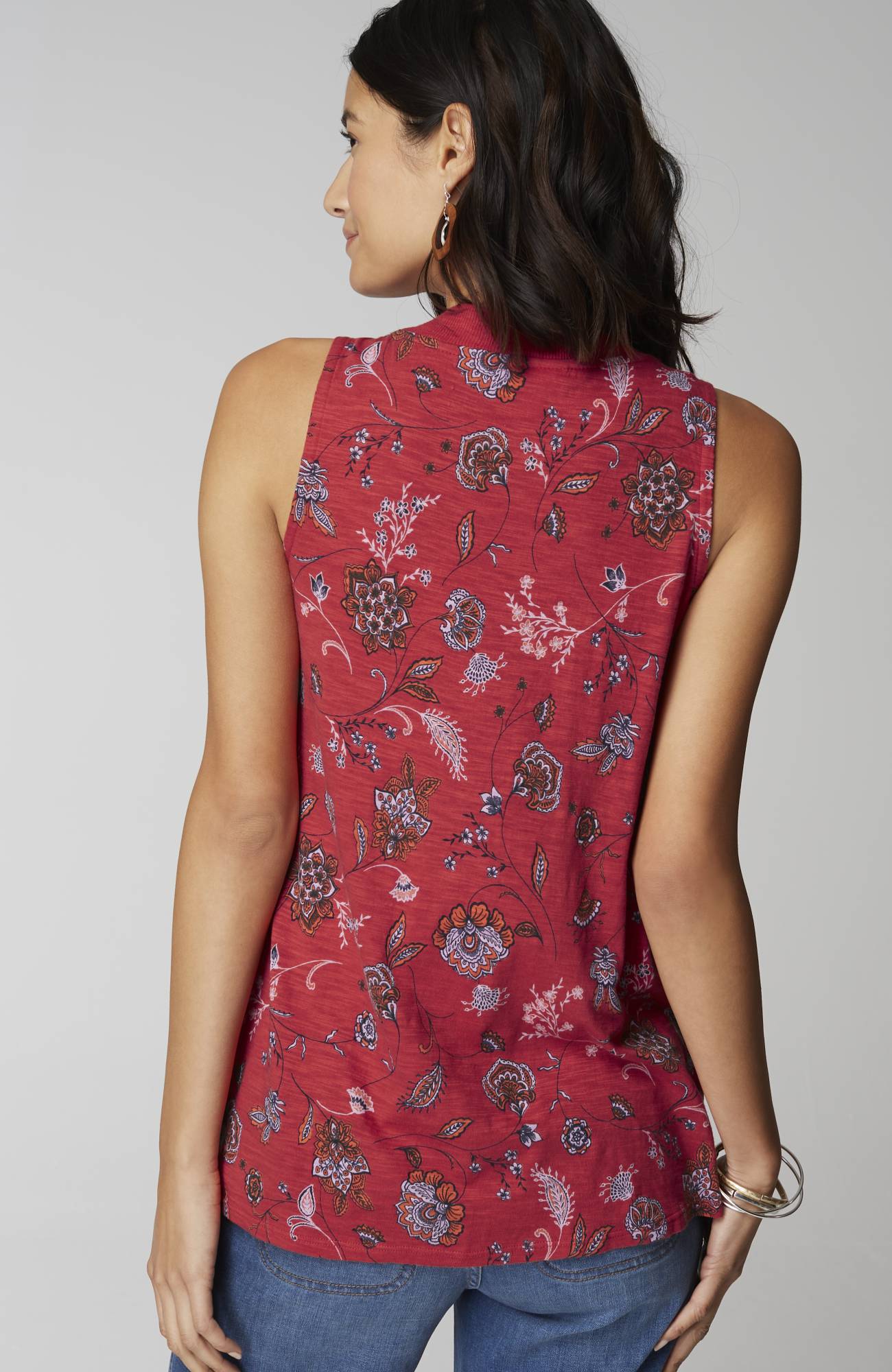 Rib-Trim Henley Tank