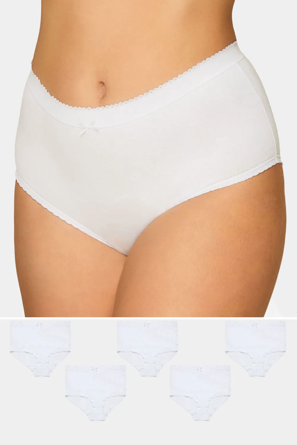 YOURS 5 PACK Curve Black Cotton High Waisted Full Briefs